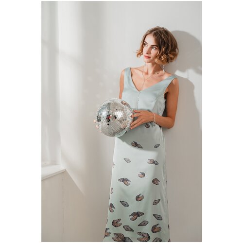 Платье REDKOE LUCEAT. Цвет платья морозная мята. Авторский принт. Размер M