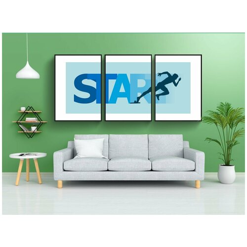 фото Набор модулных постеров для интерьера "запускать, взлом роста, начинать" 60x90 см. в тубусе, без рамки lotsprints