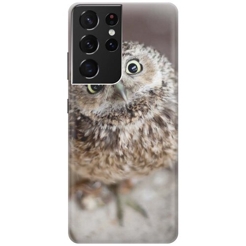 фото Ультратонкий силиконовый чехол-накладка для samsung galaxy s21 ultra с принтом "удивленная сова" gosso