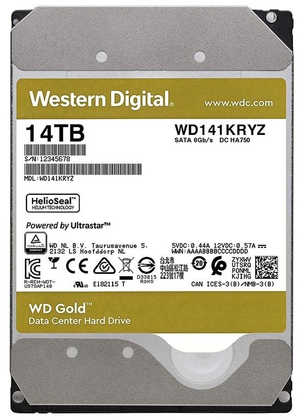 Жесткий диск WD Gold 14Tb (WD141KRYZ)