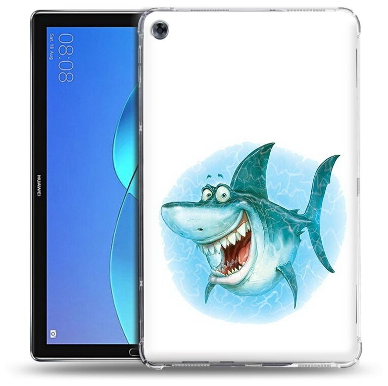Чехол задняя-панель-накладка-бампер MyPads веселая акула для Huawei MediaPad M5 Lite 10 (BAH2-L09/W09/AL10) противоударный