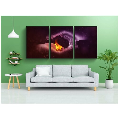 фото Набор модулных постеров для интерьера "инь и ян, огонь, вода" 60x90 см. в тубусе, без рамки lotsprints