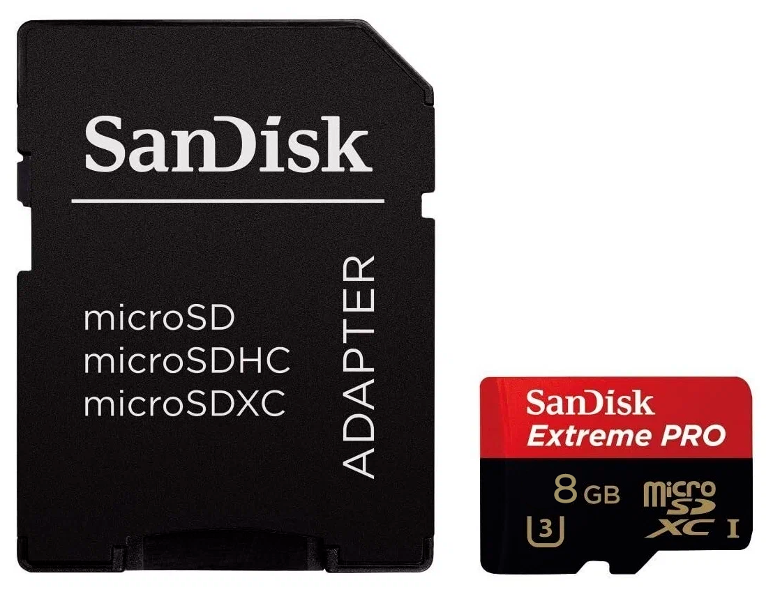 Карта памяти SANDISK Extreme Pro microSDHC 8Gb (4K) + SD adapter