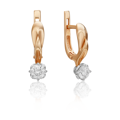 PLATINA jewelry Серьги из комбинированного золота с бриллиантом 02-0536-00-101-1111-30