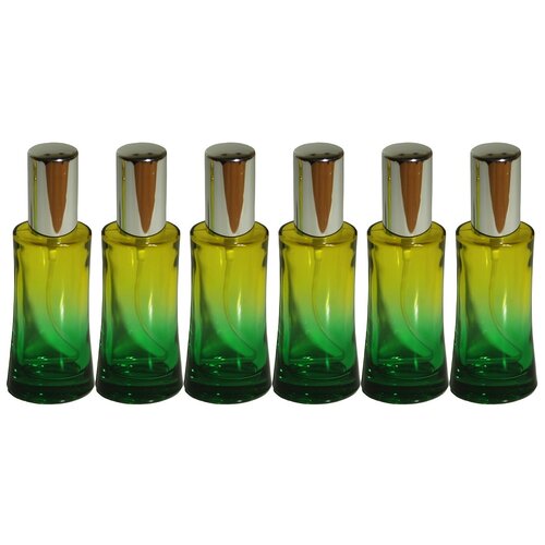 фото Атомайзер цилиндр для духов aromaprovokator желто-зеленое стекло спрей серебро 50 мл набор 6 шт