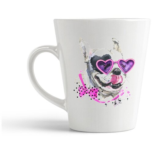 фото Кружка-латте coolpodarok животные собака в очках с бабочкой