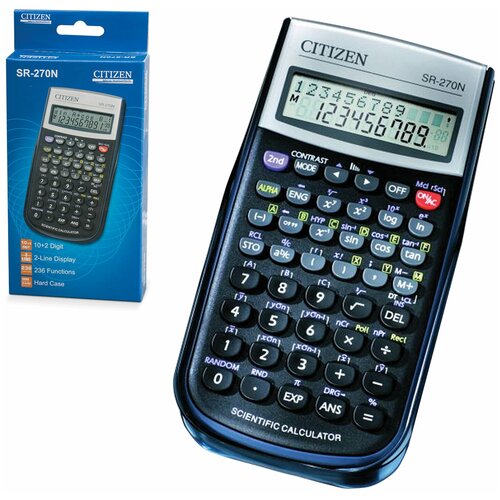 Калькулятор инженерный CITIZEN SR-270N (154х80 мм), 236 функций, 10+2 разряда, питание от батарейки, сертифицирован для ЕГЭ 250312