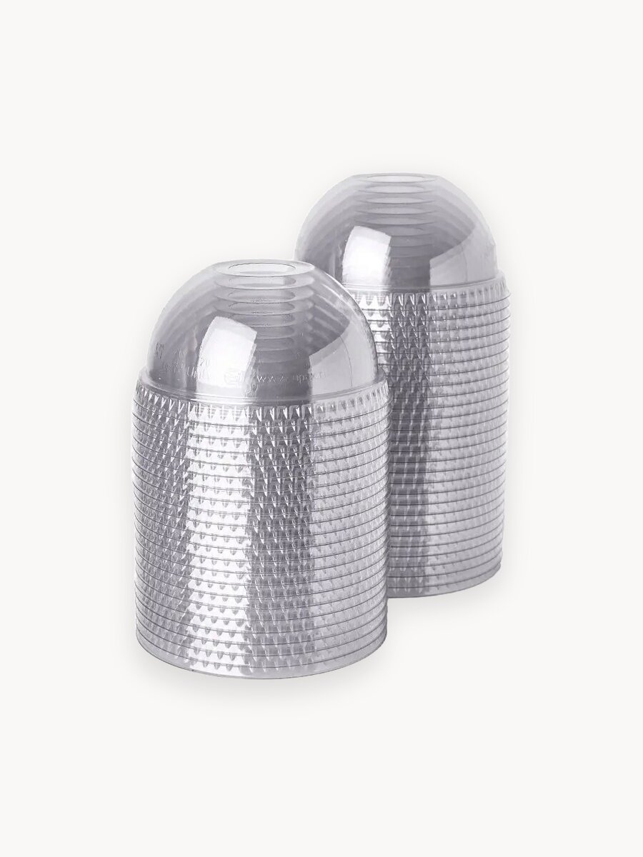 Крышки одноразовые Clever Paper, купольные, с отверстием, прозрачные, PET, для шейкеров/креманок, набор 50 шт.