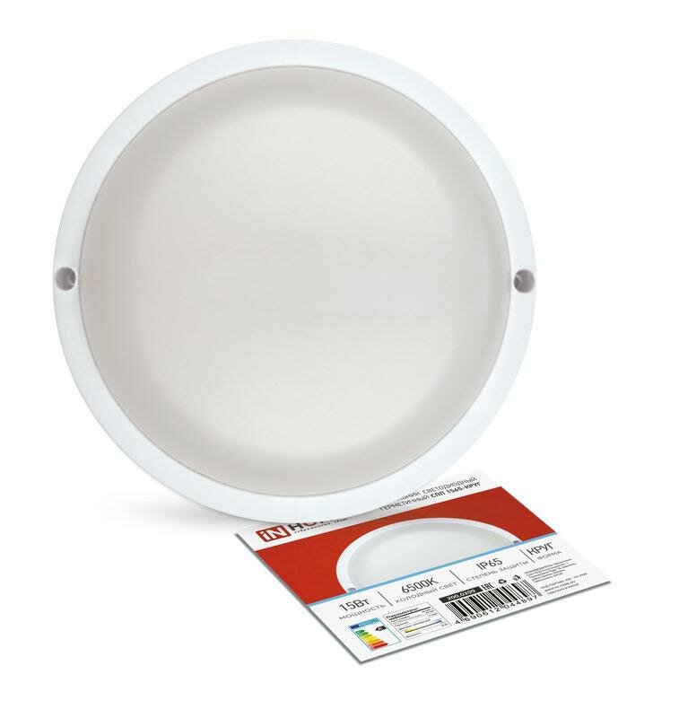 фото Светильник светодиодный герметичный СПП 1565-КРУГ 15Вт 6500К 1350лм IP65 140мм IN HOME 4690612044897