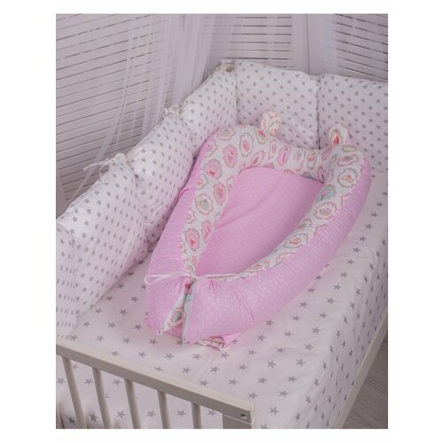 фото Кокон для новорожденных девочек и мальчиков/ гнездышко со съёмным детским матрасом / body pillow