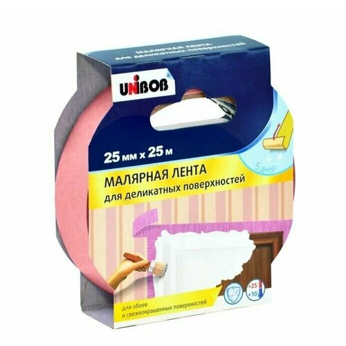 фото Клейкая лента малярная unibob 25 мм х 25 м