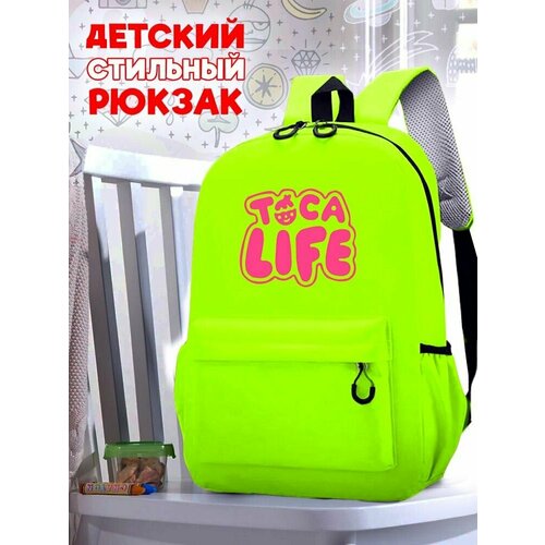 Школьный зеленый рюкзак с розовым ТТР принтом игры Toca Boca - 557 школьный зеленый рюкзак с розовым ттр принтом игры toca boca 563