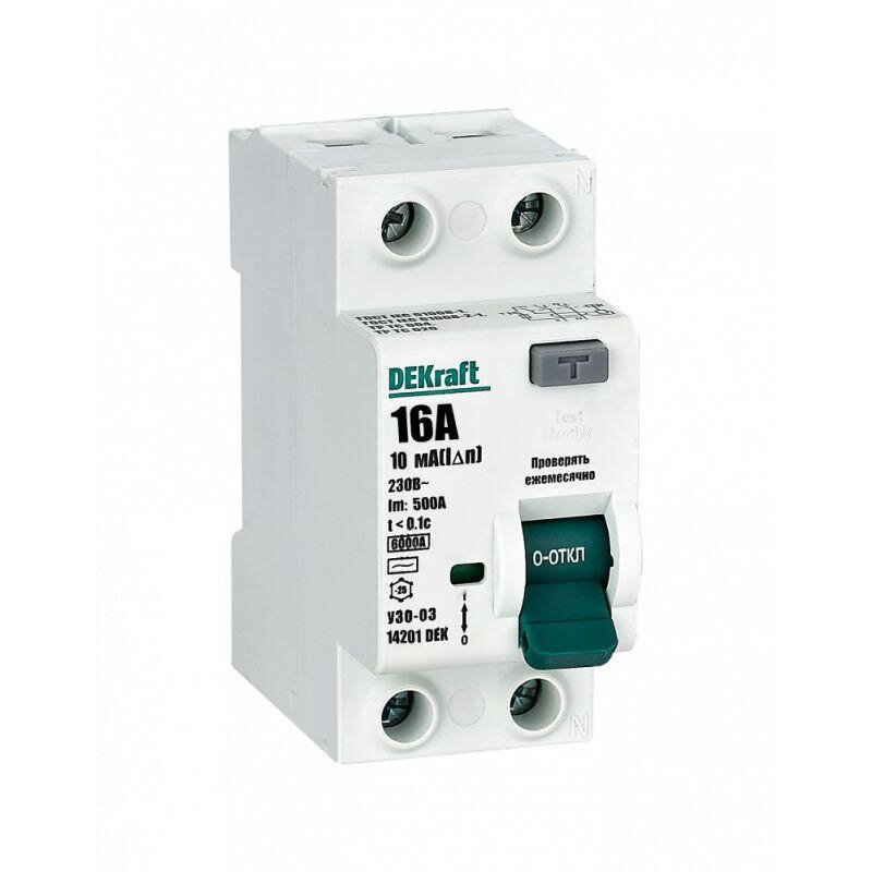 Выключатель дифференциального тока 2P 16А 10мА тип AC 6кА УЗО-03 SchE, SCHNEIDER ELECTRIC 14201DEK (1 шт.)