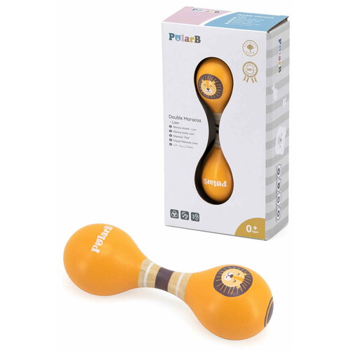 VIGA PolarB Маракас двойной Левушка оранжевый дерево 44091 с 2 лет 1112₽