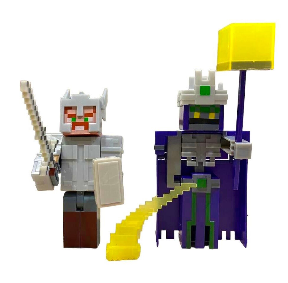 фото Майнкрафт Набор Фигурок 2 шт. + оружие. Minecraft. Злодей и Монстр из подземелья. 13 см.