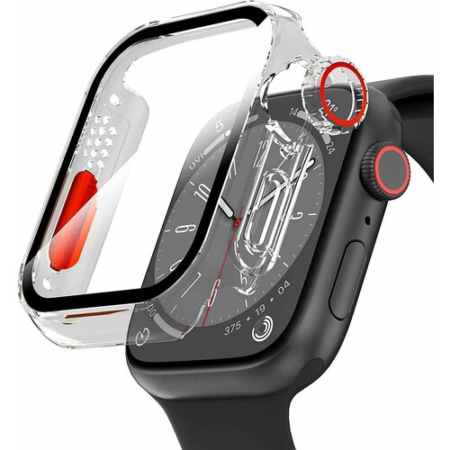 Защитное стекло с бампером для Apple Watch S7/S8/S9 45mm в стиле Watch Ultra Clear
