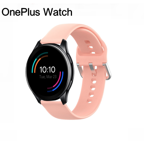 Сменный гипоаллергенный силиконовый ремешок браслет MyPads Hypo для умных смарт-часов OnePlus Watch с функцией быстрой замены быстросъемный розовый