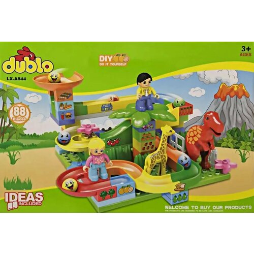 Конструктор DUBLO детская горка С динозавром 88 деталей DK TOYS LX. A844