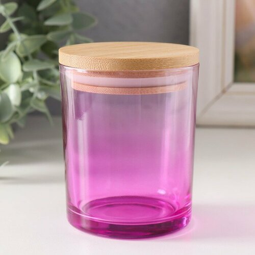 SUI Банка для свечей стекло с крышкой Сиреневый градиент 220 мл 7х7х84 см 452₽