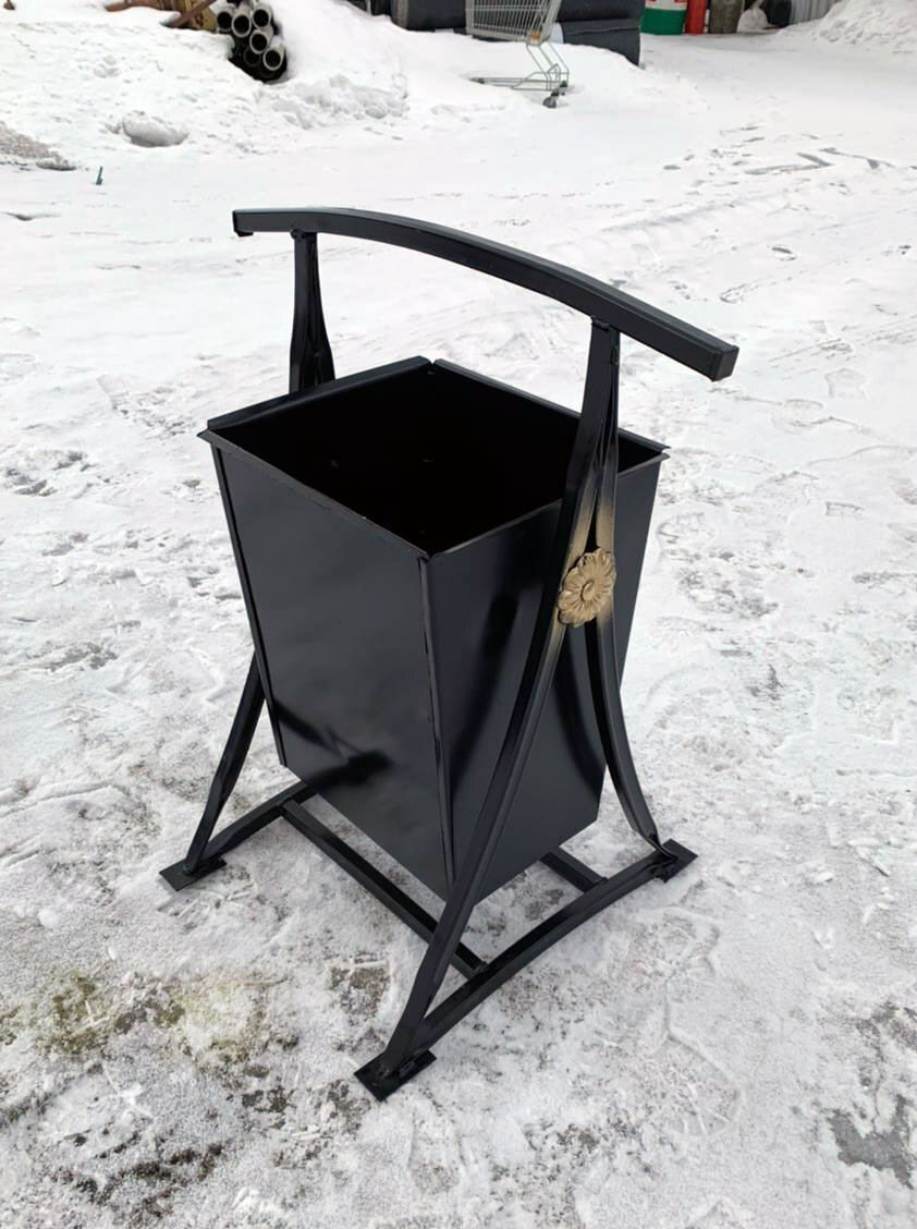 Урна Для Мусора Бульвар, Металл, Прямоугольная, Ручка, Черная, 72X40X43 См — фото 1