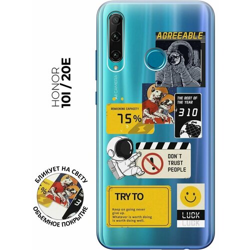 Силиконовый чехол с принтом Space Stickers для Honor 10i / 20e / Хонор 10 ай / 20е силиконовый чехол на honor 10i 20e хонор 10 ай 20е с 3d принтом limited edition прозрачный