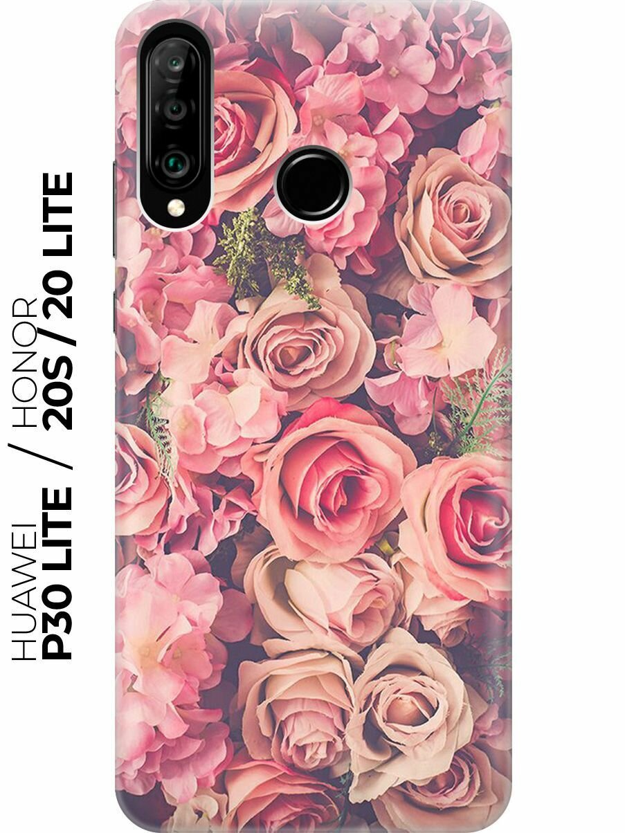 RE:PA Чехол - накладка ArtColor для Huawei P30 Lite / Honor 20S / Honor 20 Lite с принтом "Розовый куст"