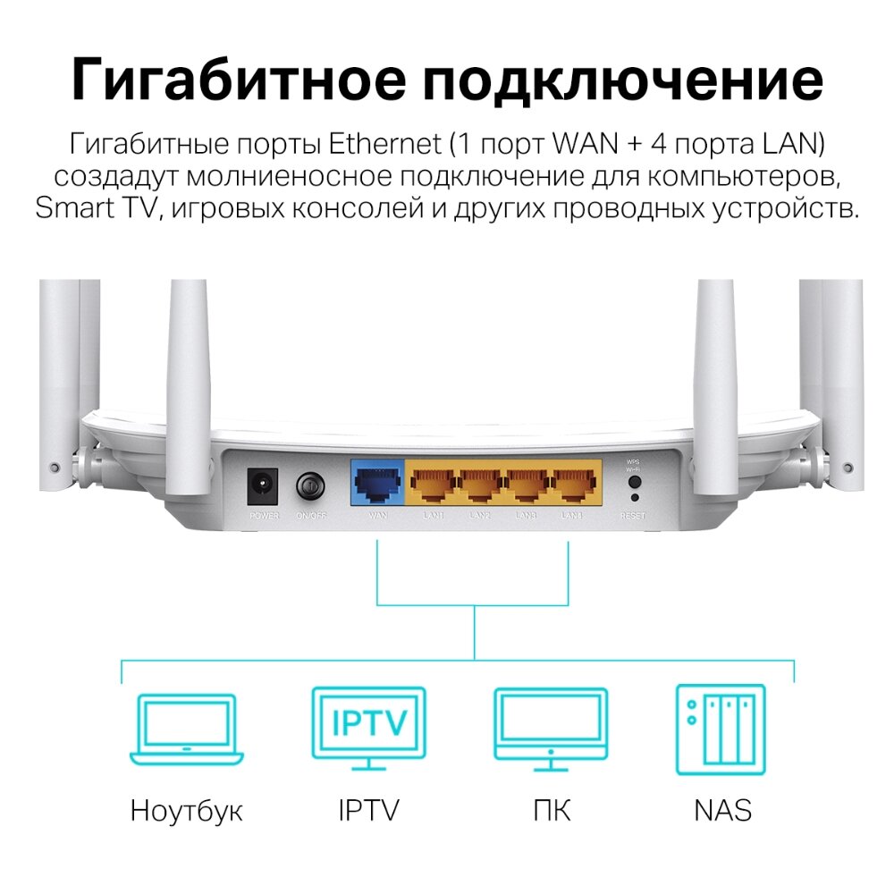 Роутер TP-LINK двухдиапазонный гигабитный Wi-Fi AC1900 с поддержкой Mesh и MU‑MIMO - фото №9