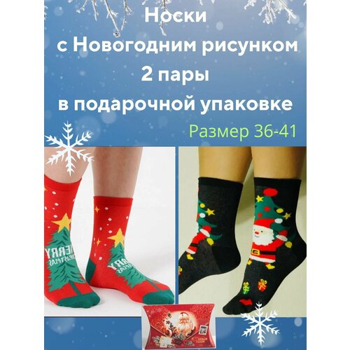 Носки Amigobs, 2 пары, размер 36-41, черный, красный