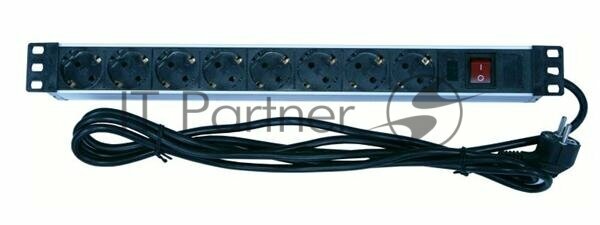 ITK PH12-8D1 PDU 8 розеток нем. ст, с LED выкл,1U, шнур 2м вилка нем. ст PH12-8D1