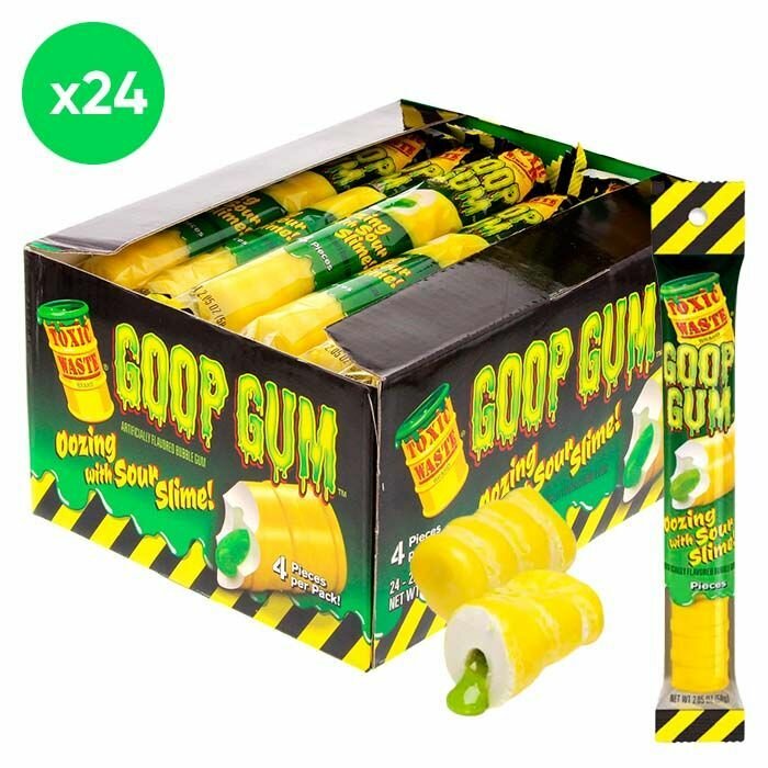 Кислая жевательная резинка Toxic Waste Goop Gum с жидкой начинкой (США), 43,5 г (24 шт)