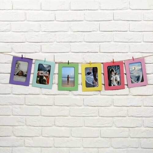 Растяжка для фотографий с прищепками Цветная 6 шт 695₽