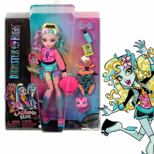 фото Кукла лагуна блю monster high с питомцем, выпуск 2022 года mattel