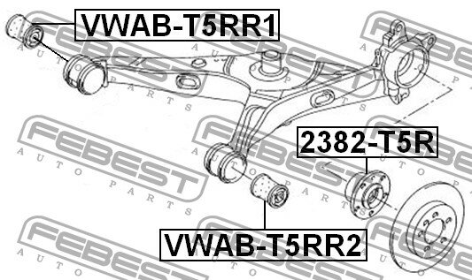 Сайлентблок подвески, VWABT5RR2 FEBEST VWAB-T5RR2