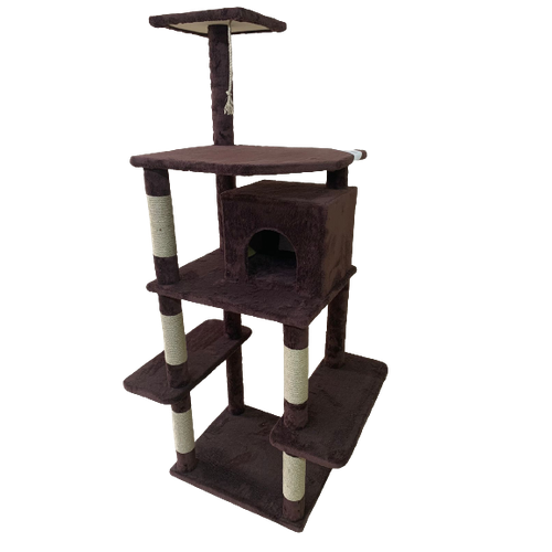 Домик для кошки собак грызунов игровой комплекс когтеточка лежанка из джута дерева мягкий большой