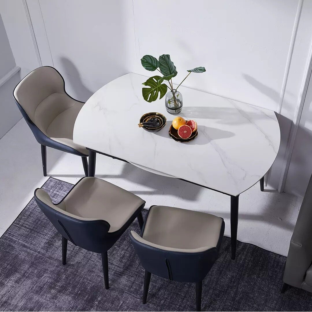 Круглый обеденный раздвижной стол Xiaomi 8H Jun Telescopic Rock Board Dining Table 1.35х1.35 m/0.8 х0.75 m Grey (YB4)