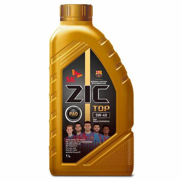 Масло моторное ZIC TOP 5W-40 (1л) (132682) ZIC-5W40-TOP-1L