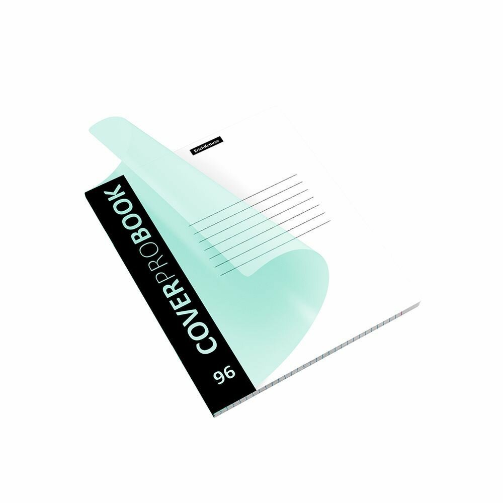 Тетрадь общая ученическая с пластиковой обложкой на скобе ErichKrause CoverPrоBook Pastel, мятный, A5+, 96 листов, клетка