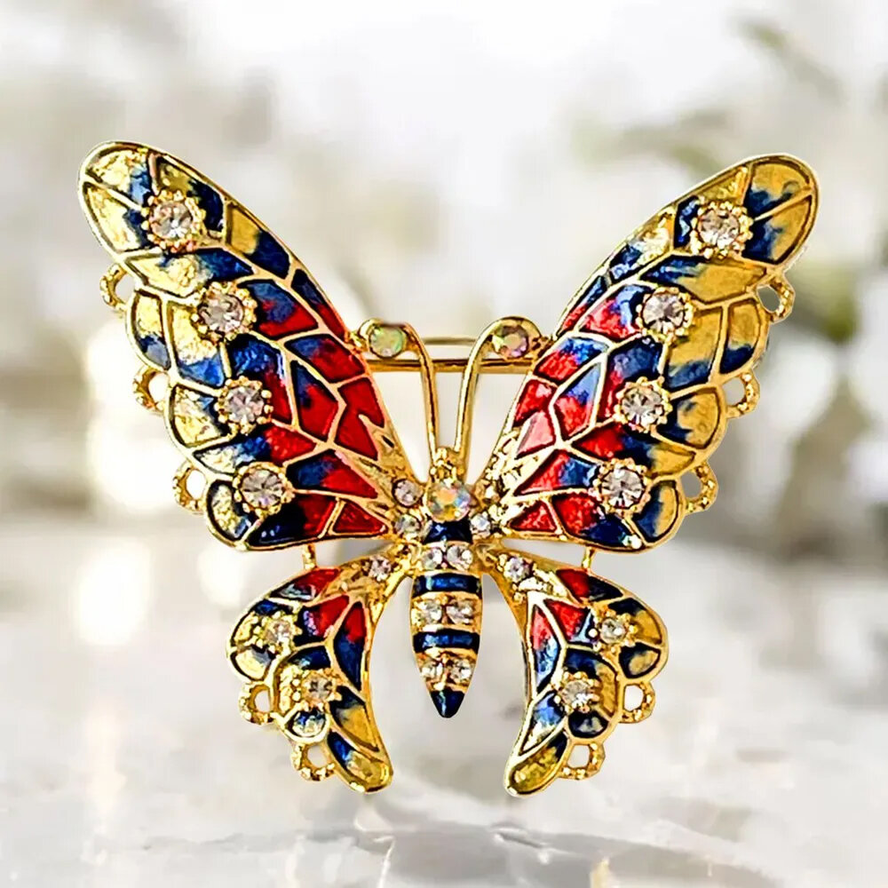 Брошь, эмаль, кристаллы Swarovski
