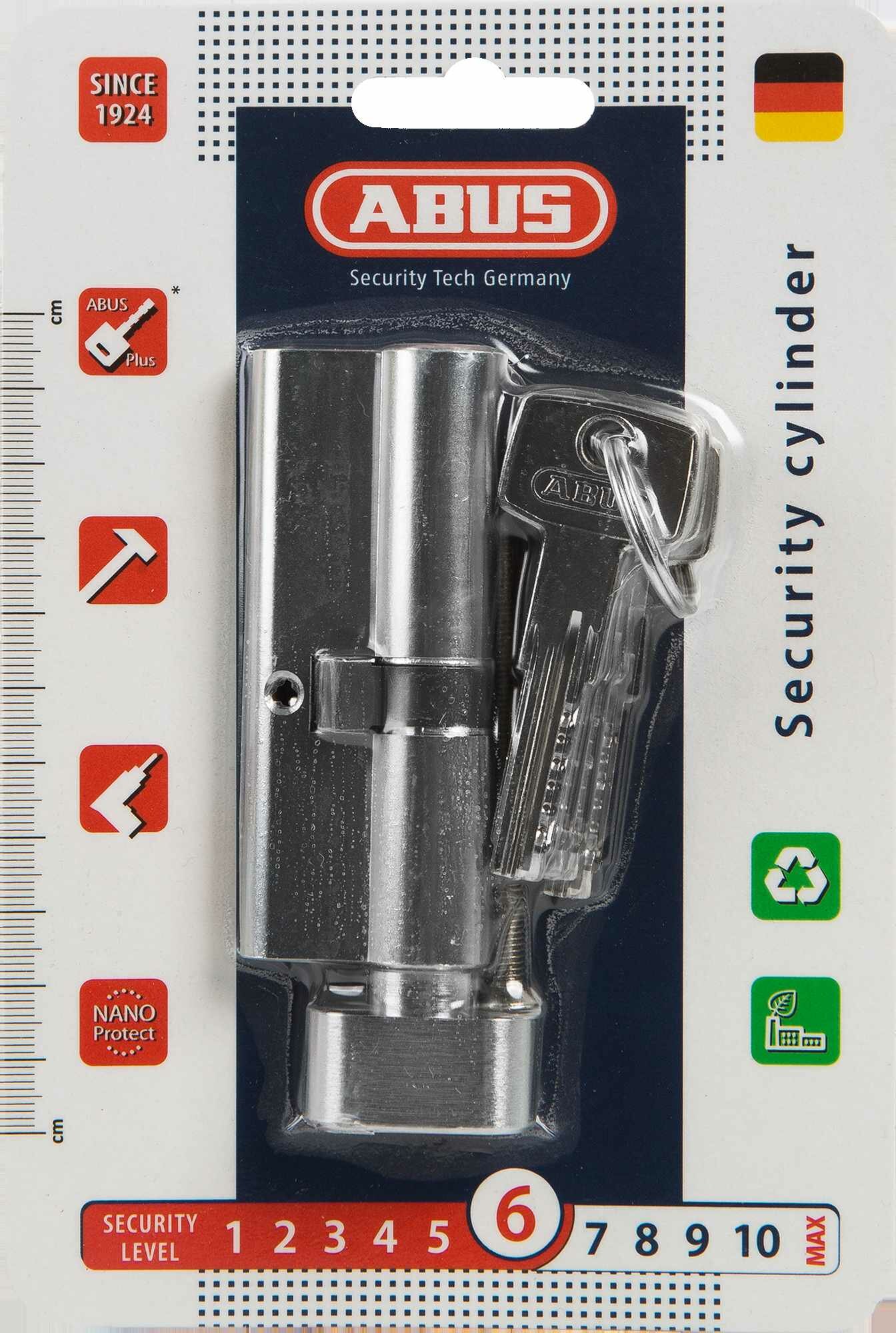 Цилиндр Abus KD6N Z45/K35 45x35 мм ключ/вертушка цвет никель
