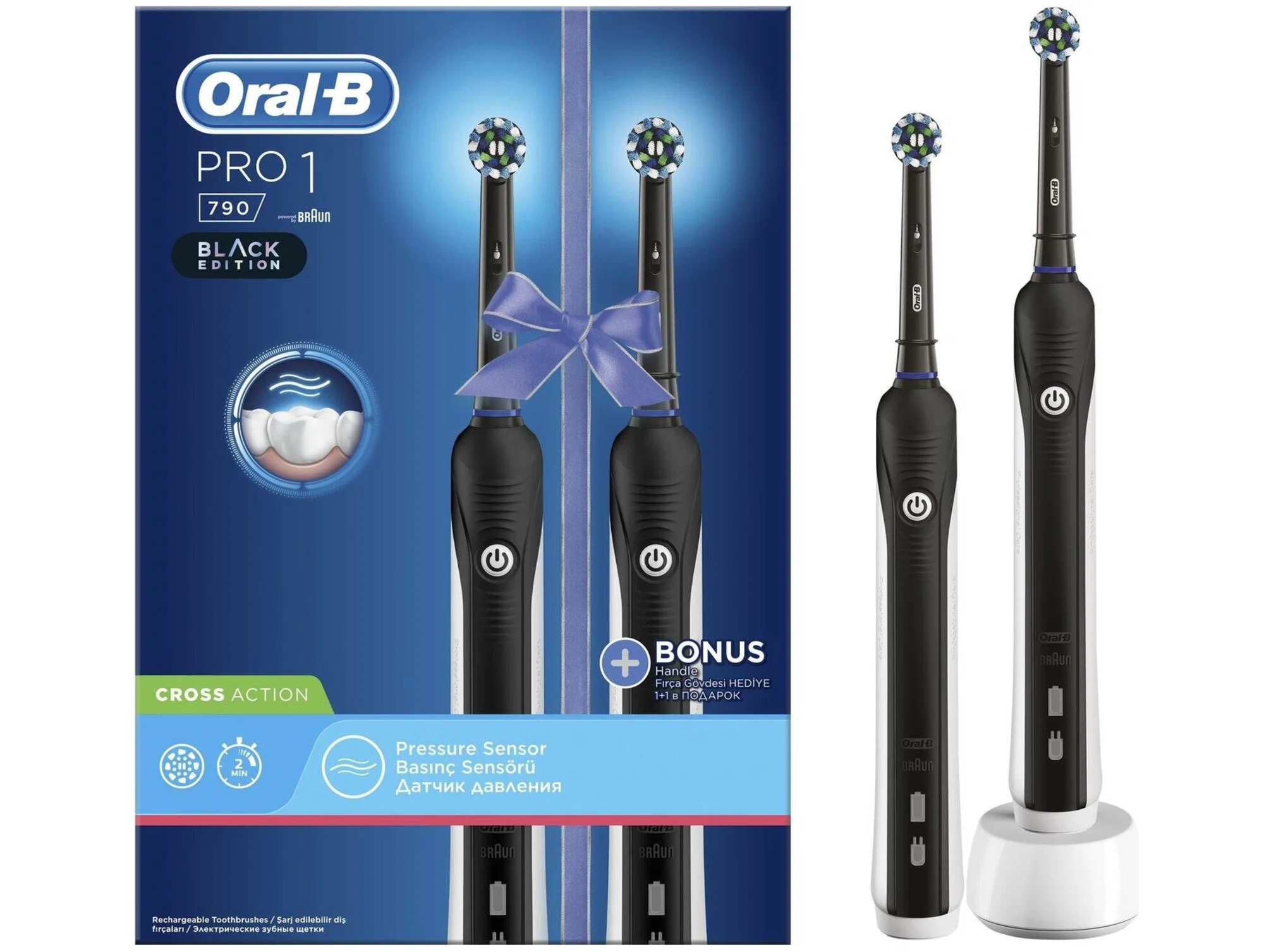 Электрическая зубная щетка Oral-B Pro 1-790, черный, 2 шт. (80334052) - фото №9