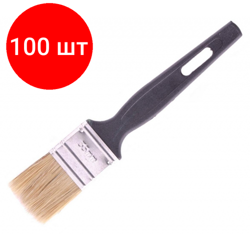 Комплект 100 штук Кисть флейцевая Сибртех Стандарт 35x6 натур щетина 82503 4845₽