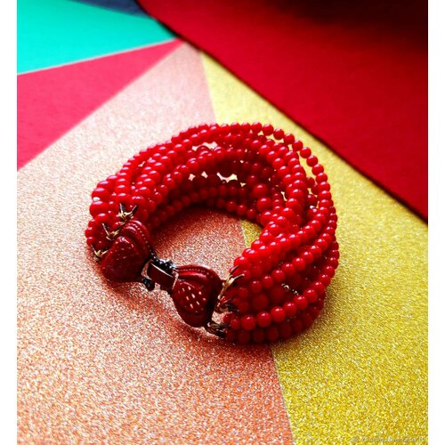 Браслет Mia Diva, коралл, размер 14 см, красный