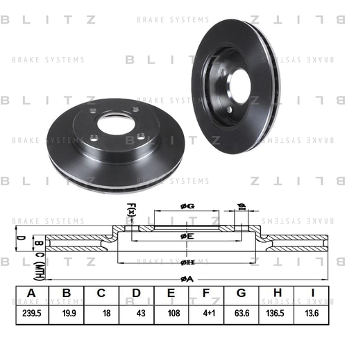 BLITZ BS0125 диск тормозной передний вентилируемый (Комплект 2 штуки)