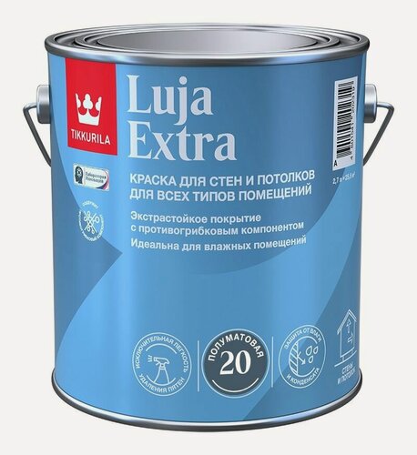 Изображение товара Краска Tikkurila LUJA EXTRA экстра-стойкая A полуматовая 2,7л