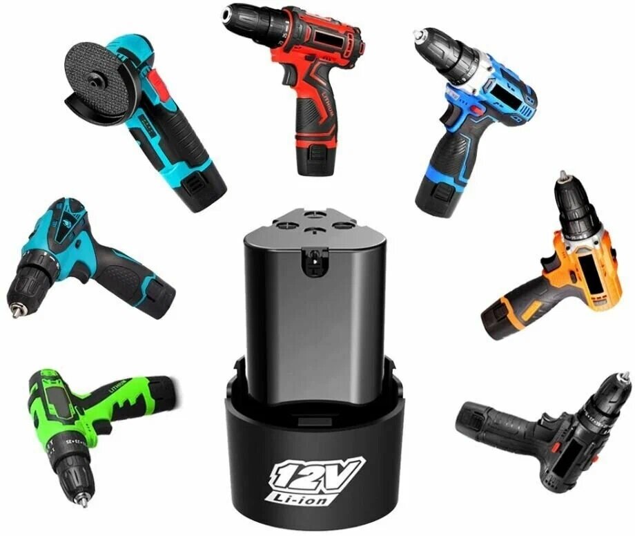 Аккумулятор для шуруповерта li-ion 12V 1.5 Ah, тип обойма