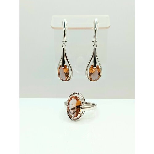 Комплект бижутерии, султанит синтетический, серебряный