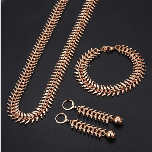 Комплект бижутерии Babilon: цепь, серьги, браслет, размер браслета 20 см, размер колье/цепочки 50 см, золотой