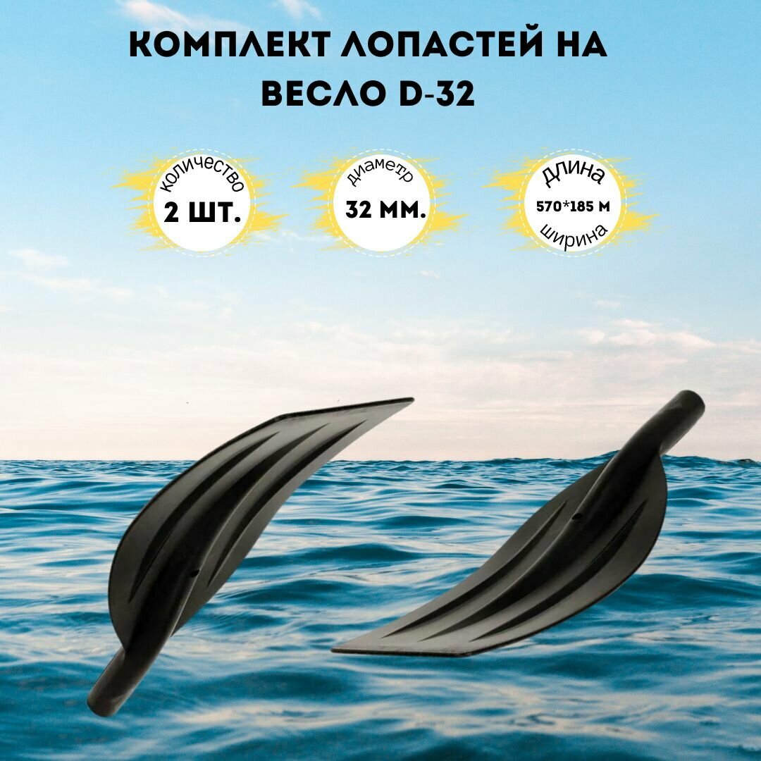 Лопасть на весло Три Кита изогнутая d-32 570*185 мм 2 шт