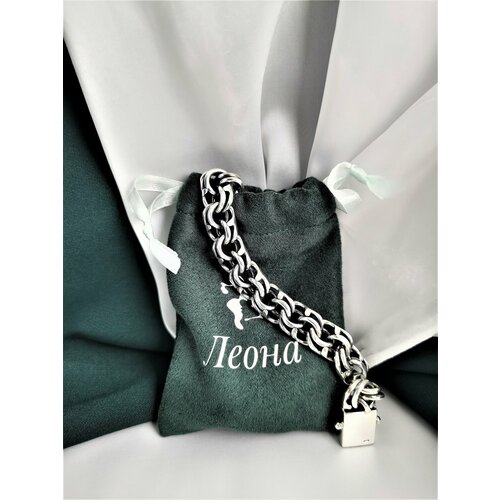 Браслет-цепочка Леона, серебро, 925 проба, чернение, длина 20 см., серебро