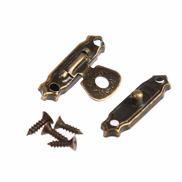 Замок металл для шкатулки бронза + гвозд. набор 10 шт 15х27 см